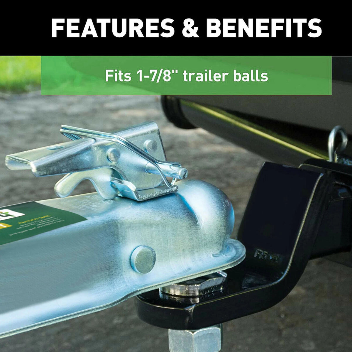 TrekPower Straight Tongue Trailer Coupler for 1-7/8" Ball, 2" Channel, 2,000 lb