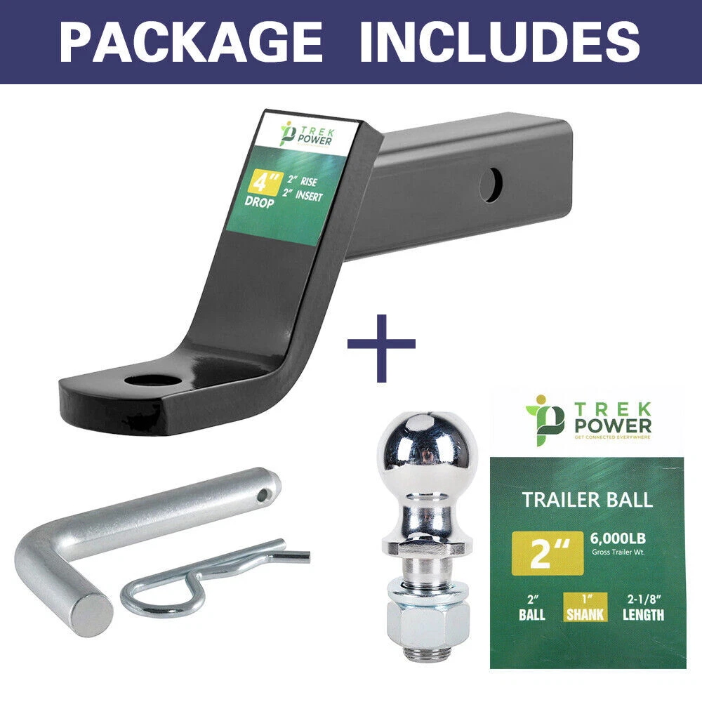 TrekPower 4-Inch Drop Ball Mount Kit with 2-Inch Hitch Ball & Pin