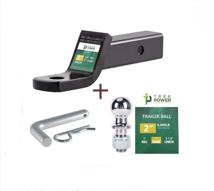 TrekPower 2-Inch Drop Ball Mount Kit with 2-Inch Hitch Ball & Pin