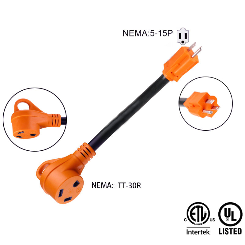 NEMA: 5-15P male to NEMA TT-30R emale