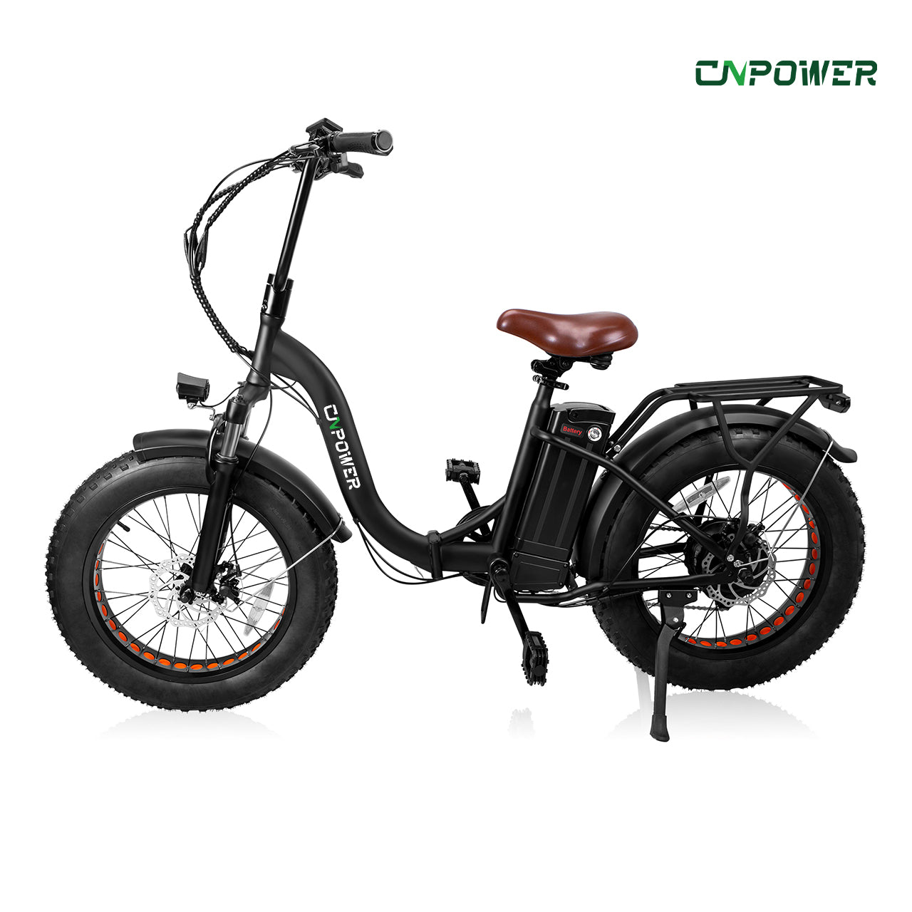 GNpower Foldable Electric Mountain Bike for Adult 20", 750W Motor,Fat Tire,48V 15AH,UL2849,Black
