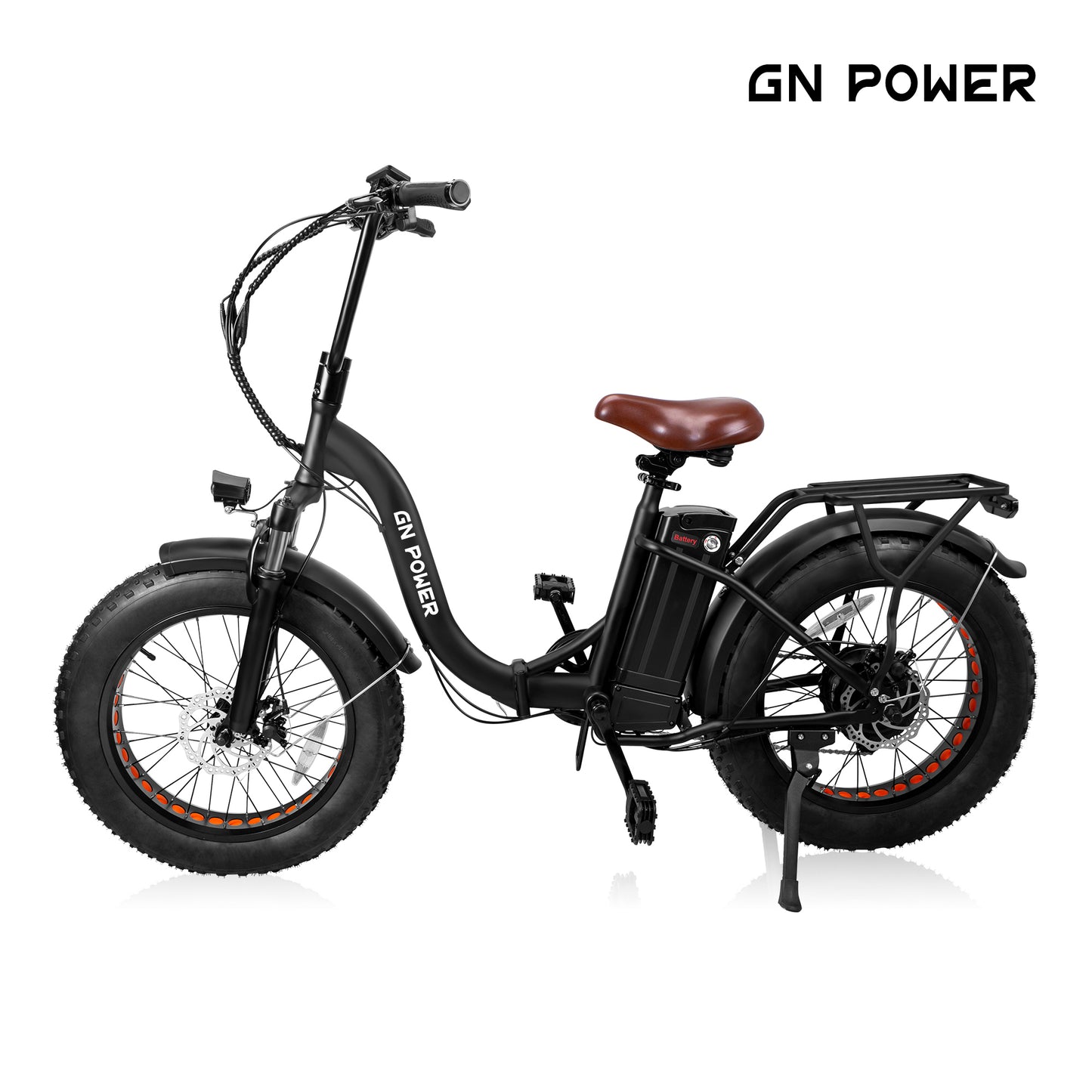 GN POWER Foldable Electric Mountain Bike for Adult 20", 750W Motor,Fat Tire,48V 15AH,UL2849,Black