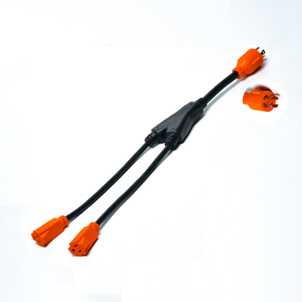 AMP :30-Amp 125/250-volt TT-30P Generator Y-Adapter 4-Prong Male to Two of 5-15R Female