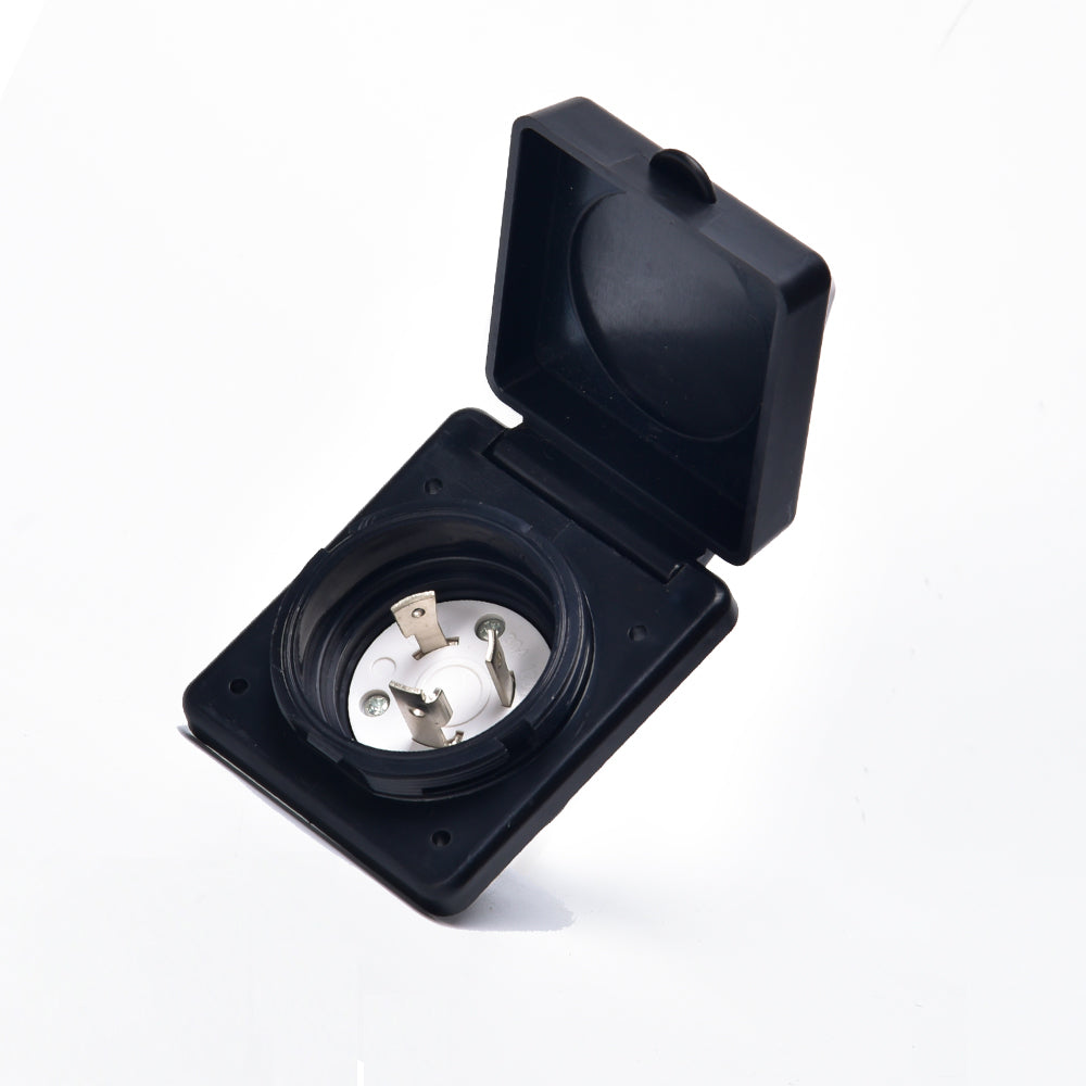 30A RV inlet Black with Light+30A locking female connector+30A cover with ring (RV060BL+061+062set)