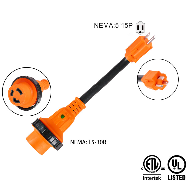15 Amp to 30 Amp RV Adapter twist lock