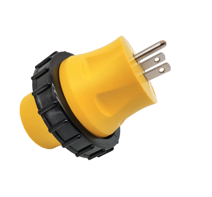 Shore Power Adapter Household 15A 5-15 Plug to RV Twist Lock 30A Socket L5-30 Receptacle with Locking Ring