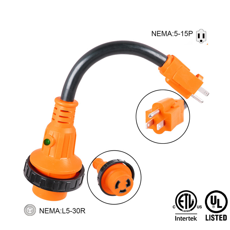 15 Amp to 30 Amp RV adapter twist lock