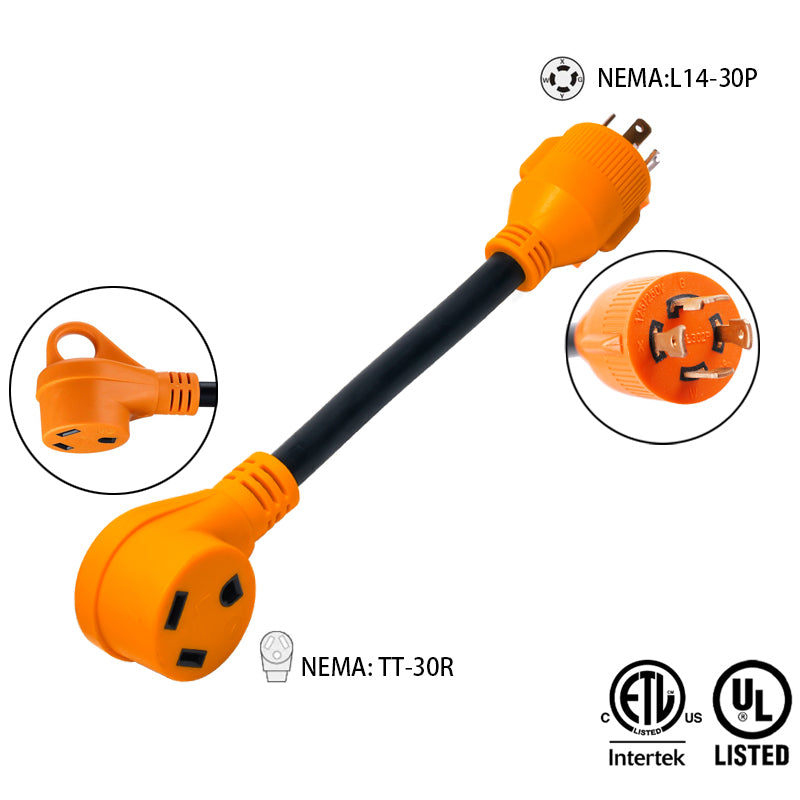 NEMA: L4-30P male to NEMA:TT-30R emale