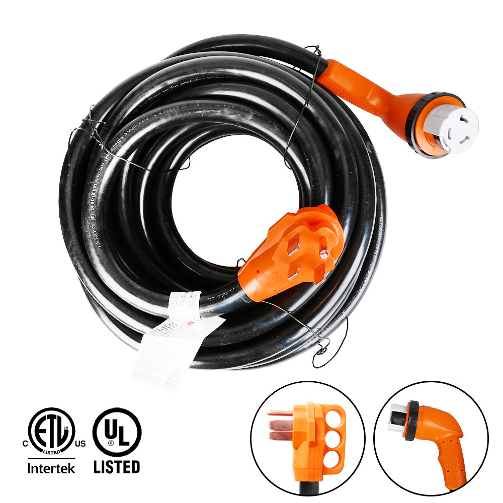 50 ft 50 Amp RV Extension Cord With 90 degree Easy Plug angle Trekpower