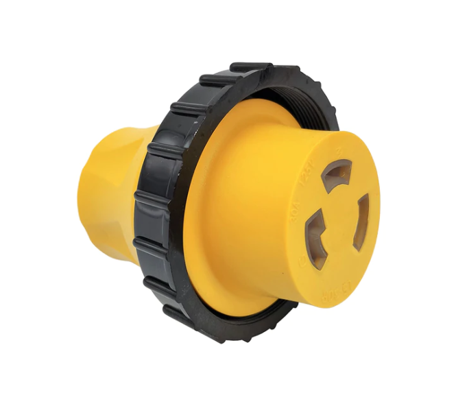 Shore Power Adapter Household 15A 5-15 Plug to RV Twist Lock 30A Socket L5-30 Receptacle with Locking Ring