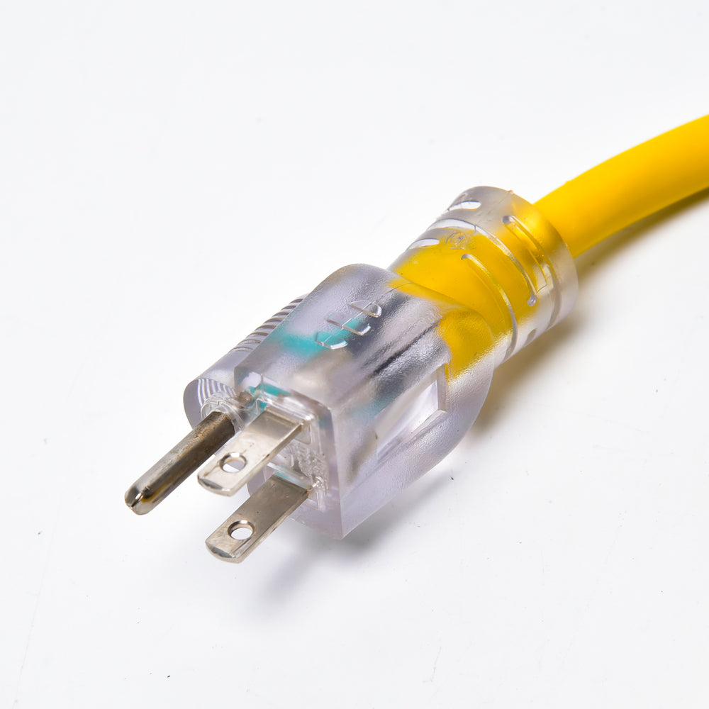 3 Conductor SJTW Multi-tap Outdoor Extension Cords-PVC plug Yellow