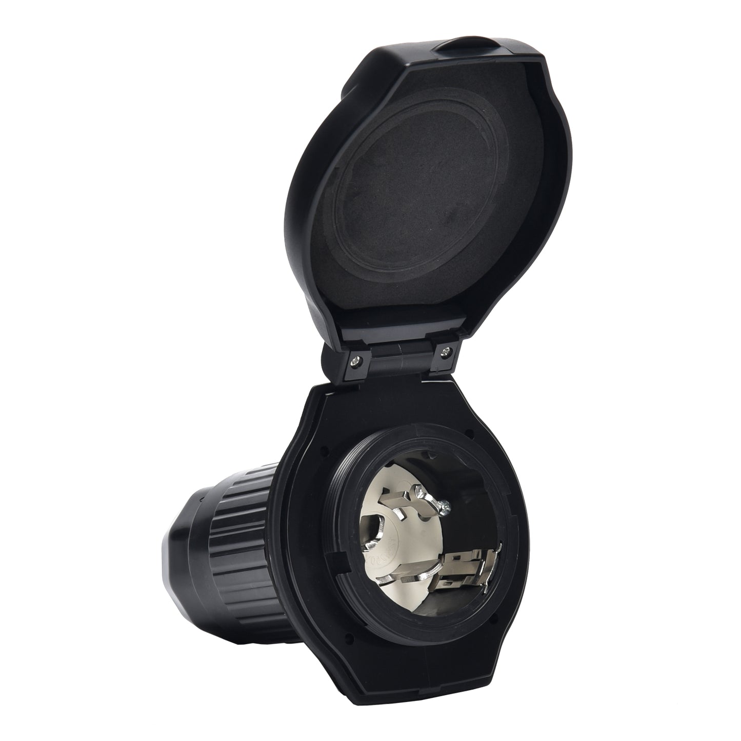 50A Twist Lock RV Power Inlet with LED Light- BLACK (RV065BL) TrekPower