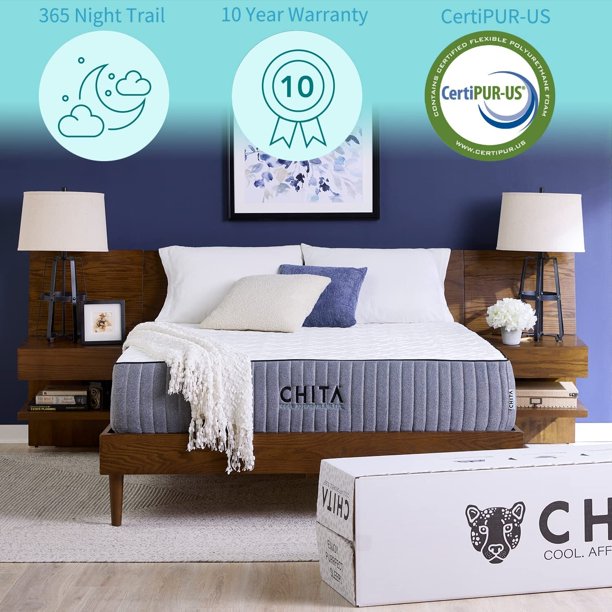 CHITA 12 Inch Memory Foam Mattress / CertiPUR-US Certified / Bed-in-a-Box / Medium Firmness/ Pressure Relieving,Queen Size,80"x60"+12"