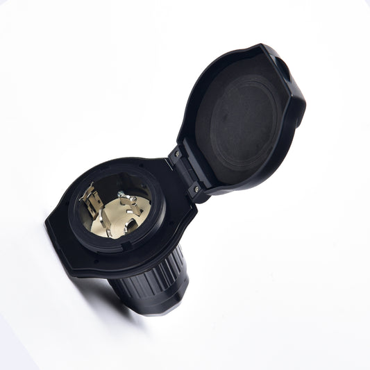 50A Twist Lock RV Power Inlet with LED Light- BLACK (RV065BL) TrekPower