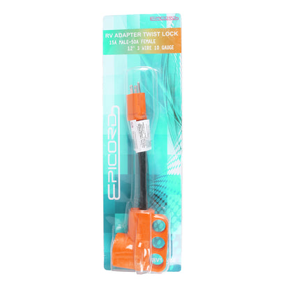15Amp Male to 50Amp Female Dogbone RV Power Adapter (RV15M50F012) Trek Power
