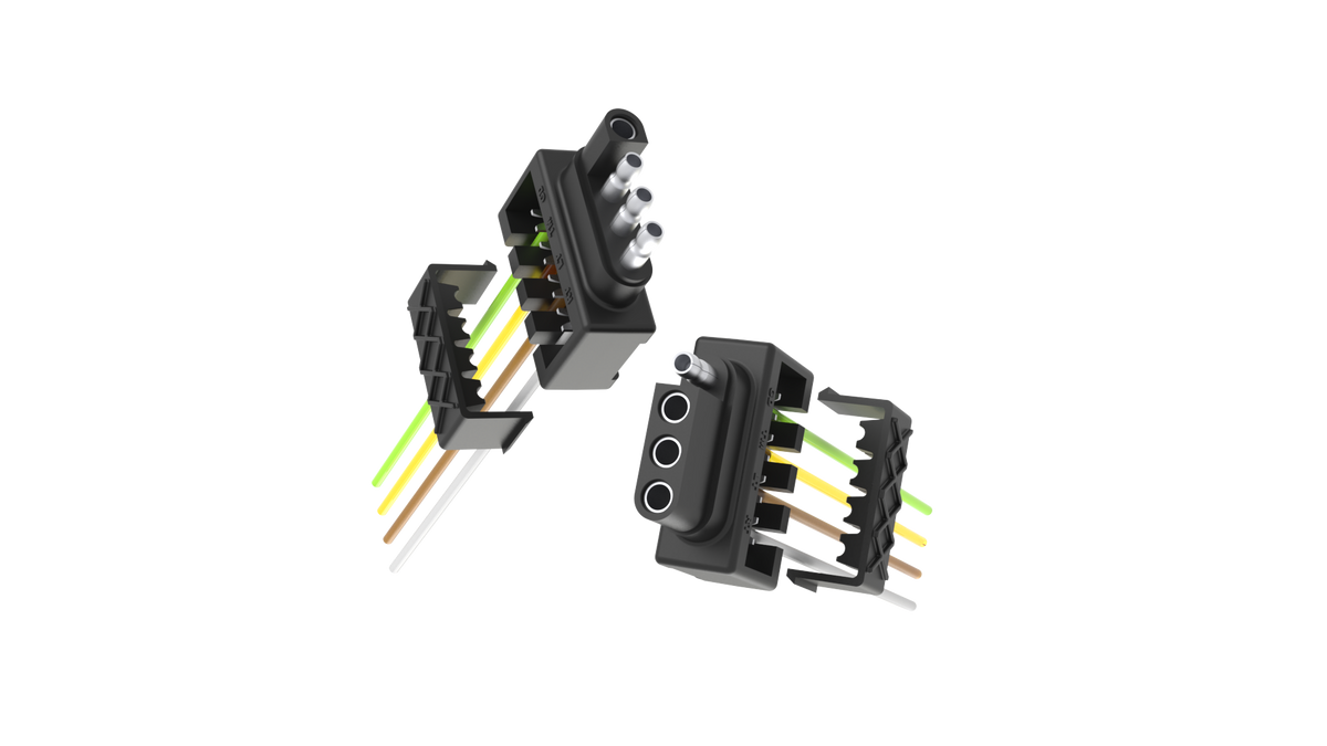 TrekPower 4-Way Flat Insta-Plug Trailer Connector Kit, Vehicle & Trailer Ends