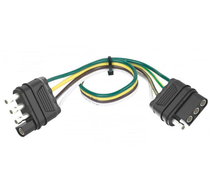 TrekPower 12 ft 4-Way Flat Trailer Wiring Extension, Male to Female Molded Connector