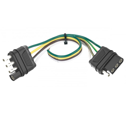 TrekPower 12 ft 4-Way Flat Trailer Wiring Extension, Male to Female Molded Connector
