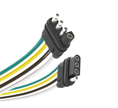 TrekPower 12 ft 4-Way Flat Trailer Wiring Extension, Male to Female Molded Connector