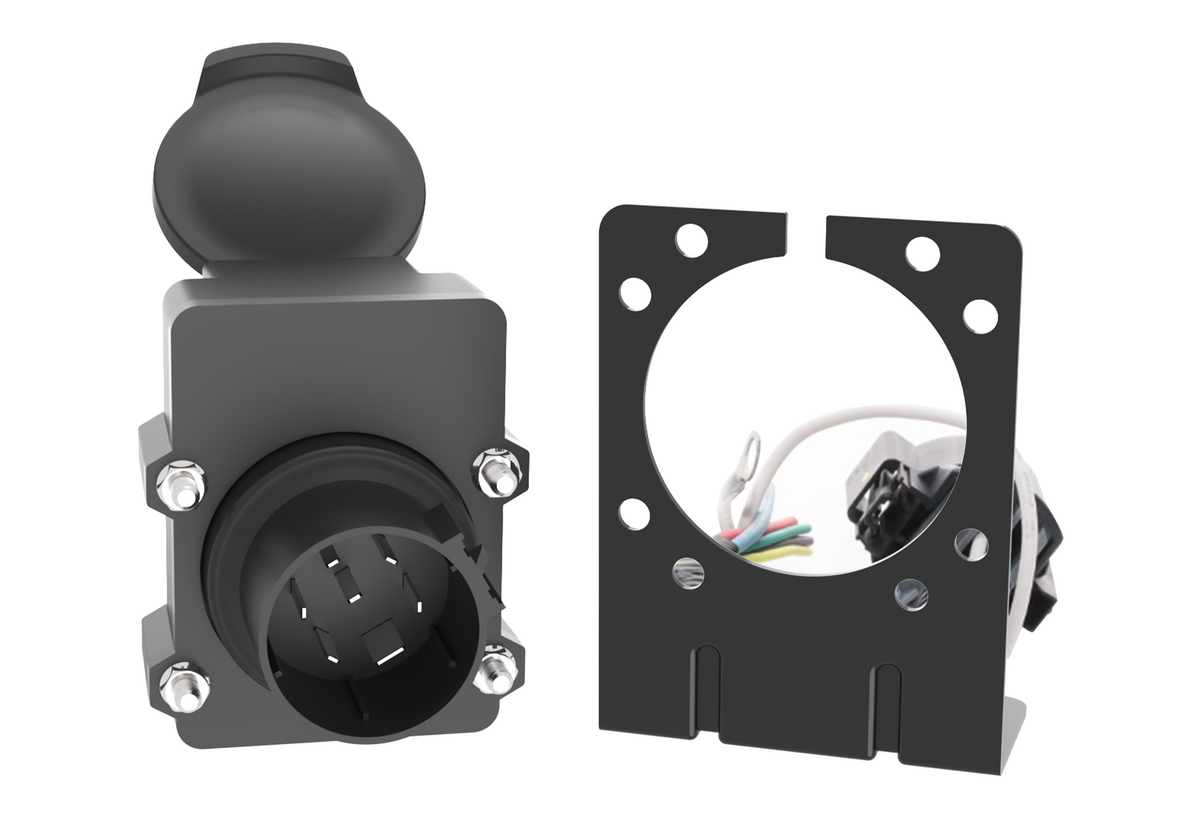 TrekPower 7-Way RV Blade Vehicle-Side Trailer Socket with Protective Cover, Mounting Bracket and Hardware