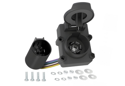 TrekPower 7-Way RV Blade Vehicle-Side Trailer Socket with Protective Cover, Mounting Bracket and Hardware