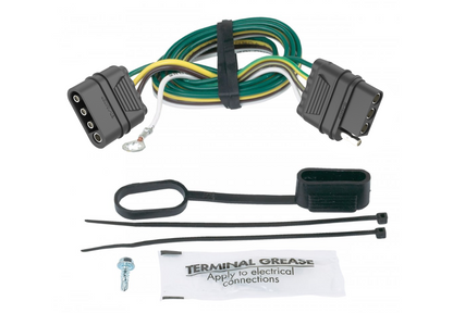 TrekPower 32 ft 4-way flat trailer wiring extension with ground ring terminal, dust cover and installation accessories
