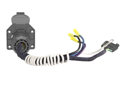 TrekPower 4-Way Flat to 7-Way RV Blade Trailer Wiring Adapter, Pre-Wired Vehicle-Side Socket with Cover and Ground Lead