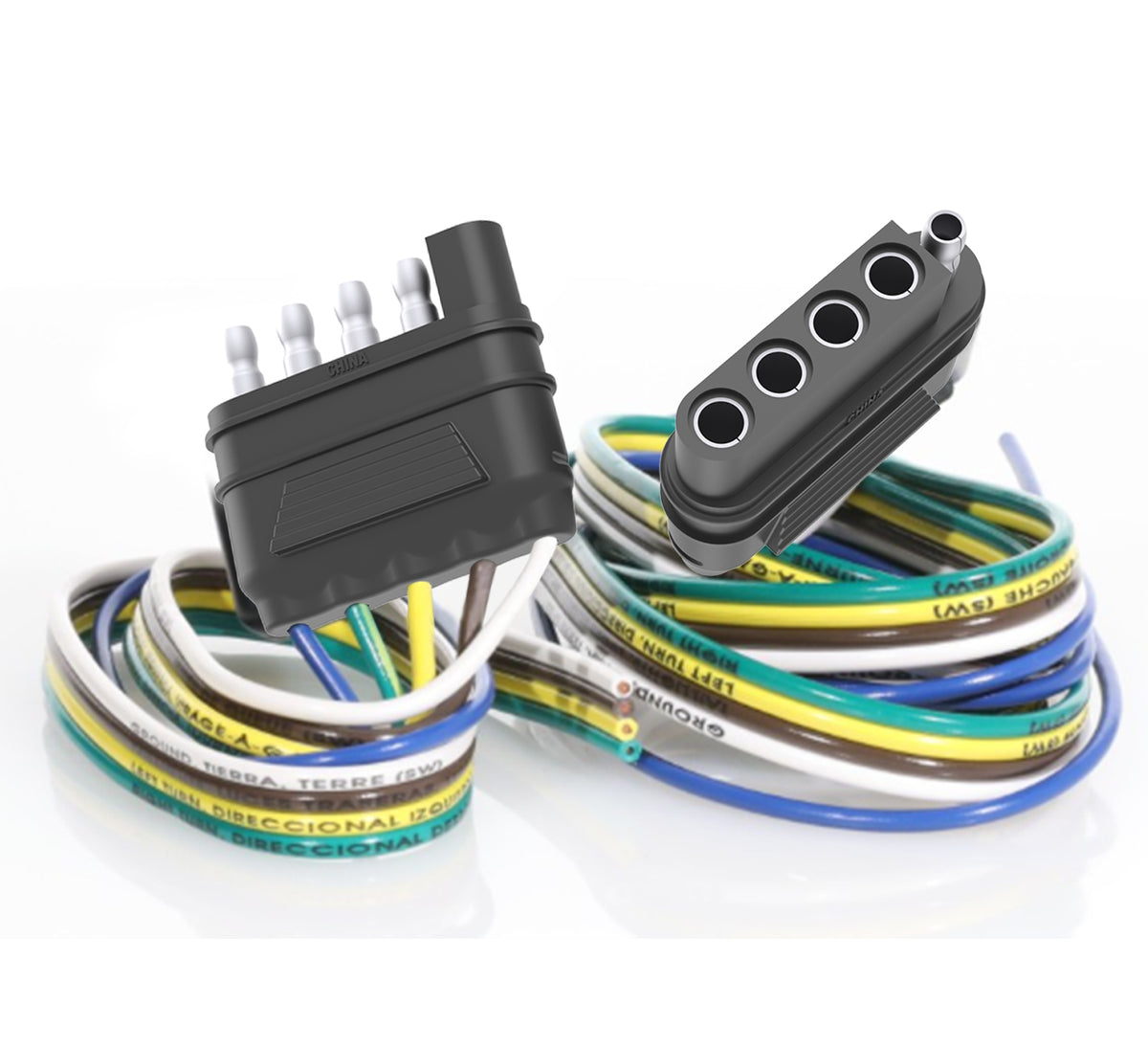 TrekPower 5-Way Flat Trailer Wiring Harness Kit, 12 in Trailer End & 48 in Vehicle End