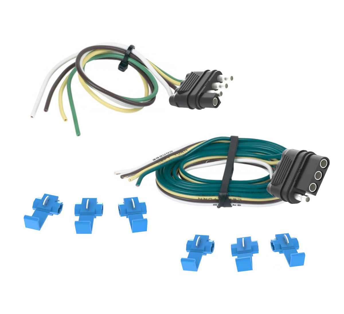 TrekPower 4-Wire Flat Trailer Connector Set with 6 Splices, 12 in Trailer End & 48 in Vehicle End