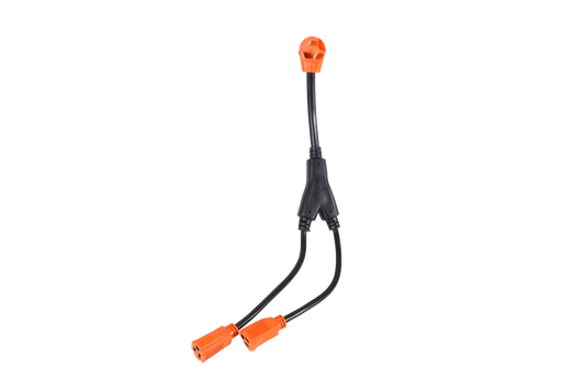TrekPower 30 Amp Dryer Y Adapter Splitter, 3-Prong NEMA 10-30P Male Plug to Two 5-15R Female Receptacles