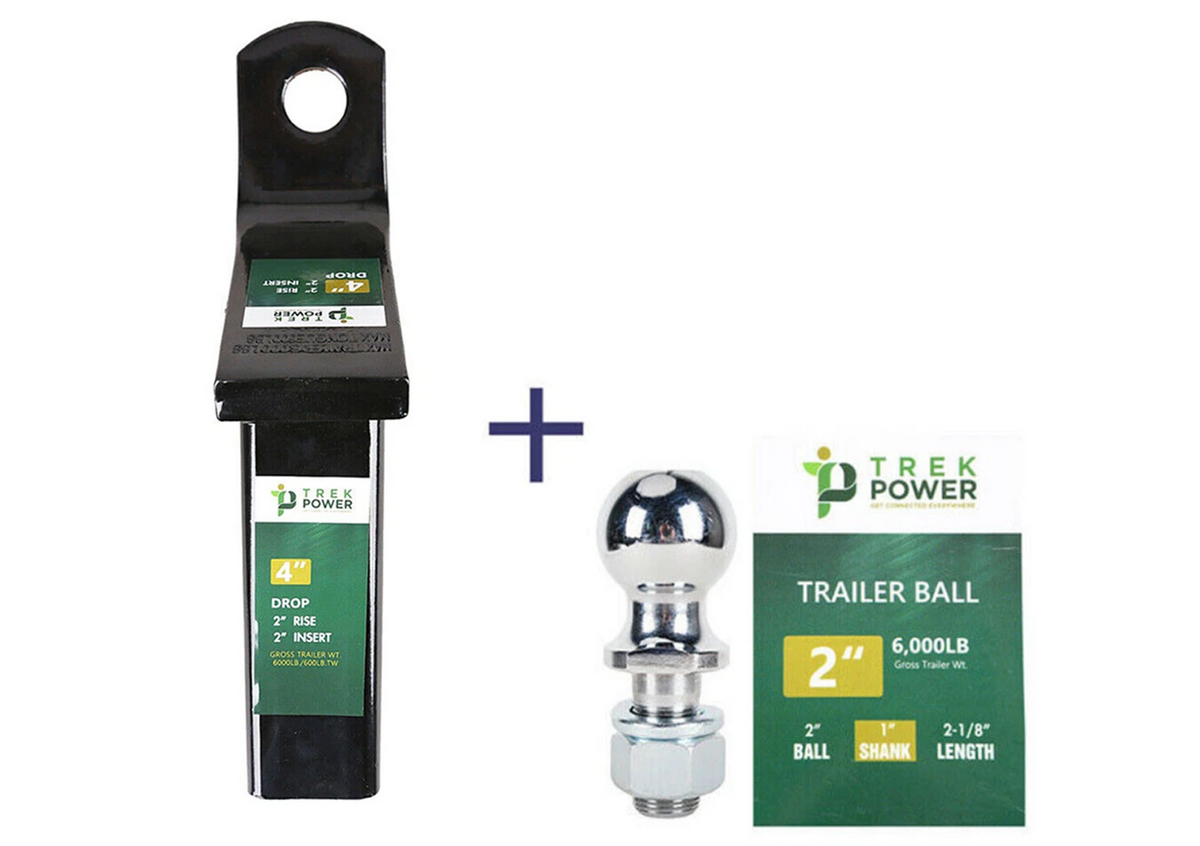 TrekPower 4-Inch Drop Ball Mount & 2-Inch Hitch Ball Set for 2-Inch Receiver