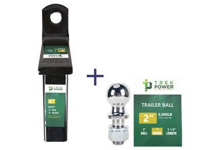TrekPower 4-Inch Drop Ball Mount & 2-Inch Hitch Ball Set for 2-Inch Receiver