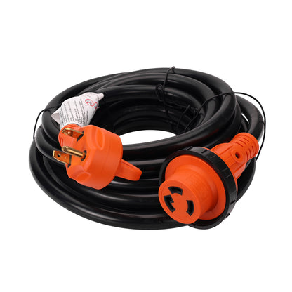 TrekPower 30 Amp 25 ft RV Extension Cord with Locking Connector and LED Power Indicator