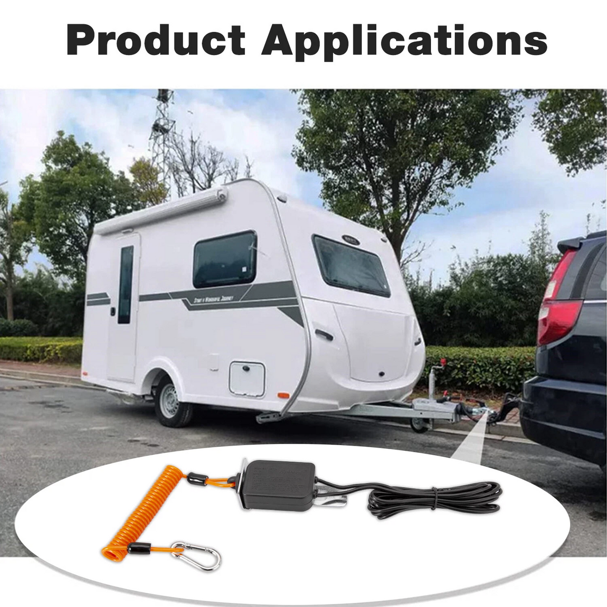 Trailer Breakaway Switch with Orange Coiled Cable & Pull Pin
