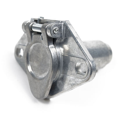 TrekPower 6-pole round die-cast metal vehicle-side trailer socket with spring-loaded cover