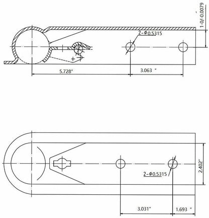 TrekPower Straight Tongue Trailer Coupler for 2" Ball, 3" Channel, 3,500 lb