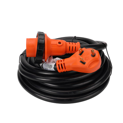 TrekPower 30 Amp 25 ft RV Extension Cord with Locking Connector and LED Power Indicator