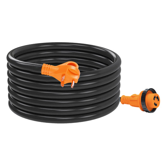TrekPower 30 Amp 50 ft RV Extension Cord Heavy Duty with Locking Connector and LED Power Indicator