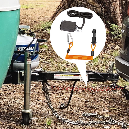 Trailer Breakaway Switch with Orange Coiled Cable & Pull Pin