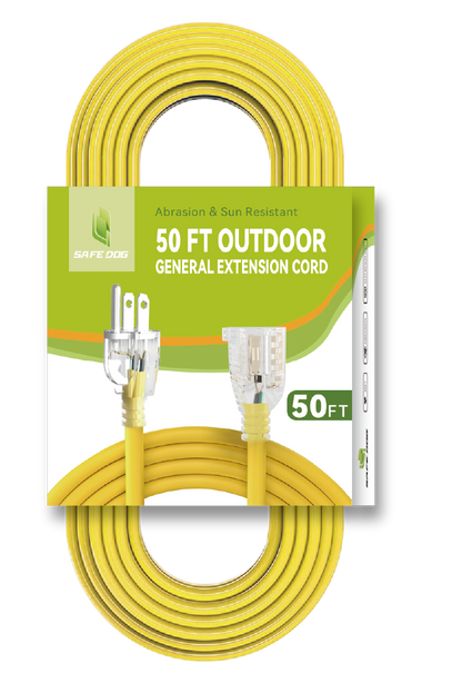 50 ft 12/3 AWG 15A  Outdoor Extension Cords Visible SJTW SAFE DOG(07123-50v)