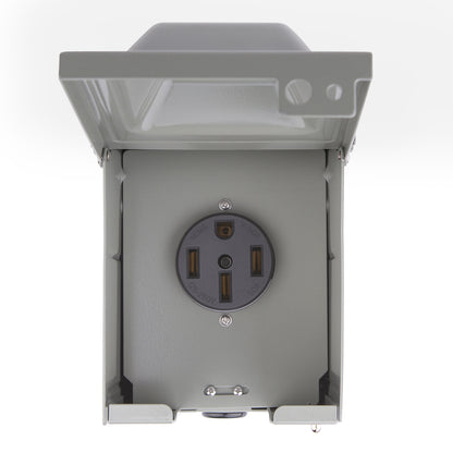TrekPower 50 Amp RV Power Outlet Box, NEMA 14-50R Receptacle, 125/250V Heavy-Duty Metal Enclosure