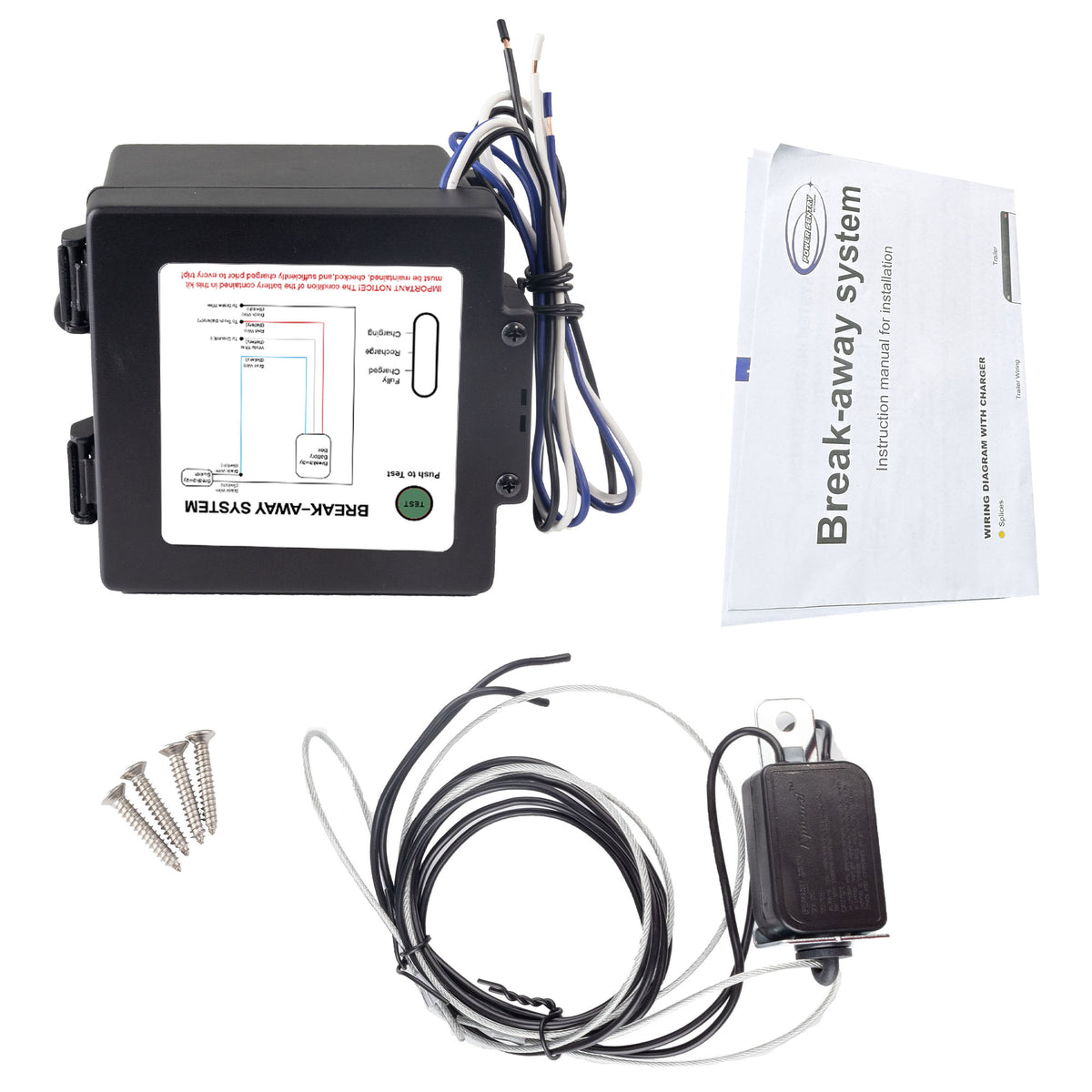 TrekPower Trailer Breakaway Kit with Battery, Charger and LED Tester