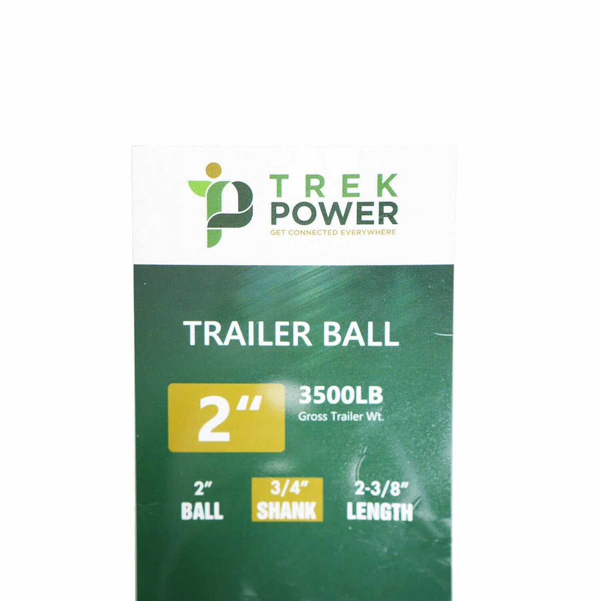 TrekPower 2" Chrome Trailer Hitch Ball, 3,500 lb, 3/4" x 2-3/8" Shank