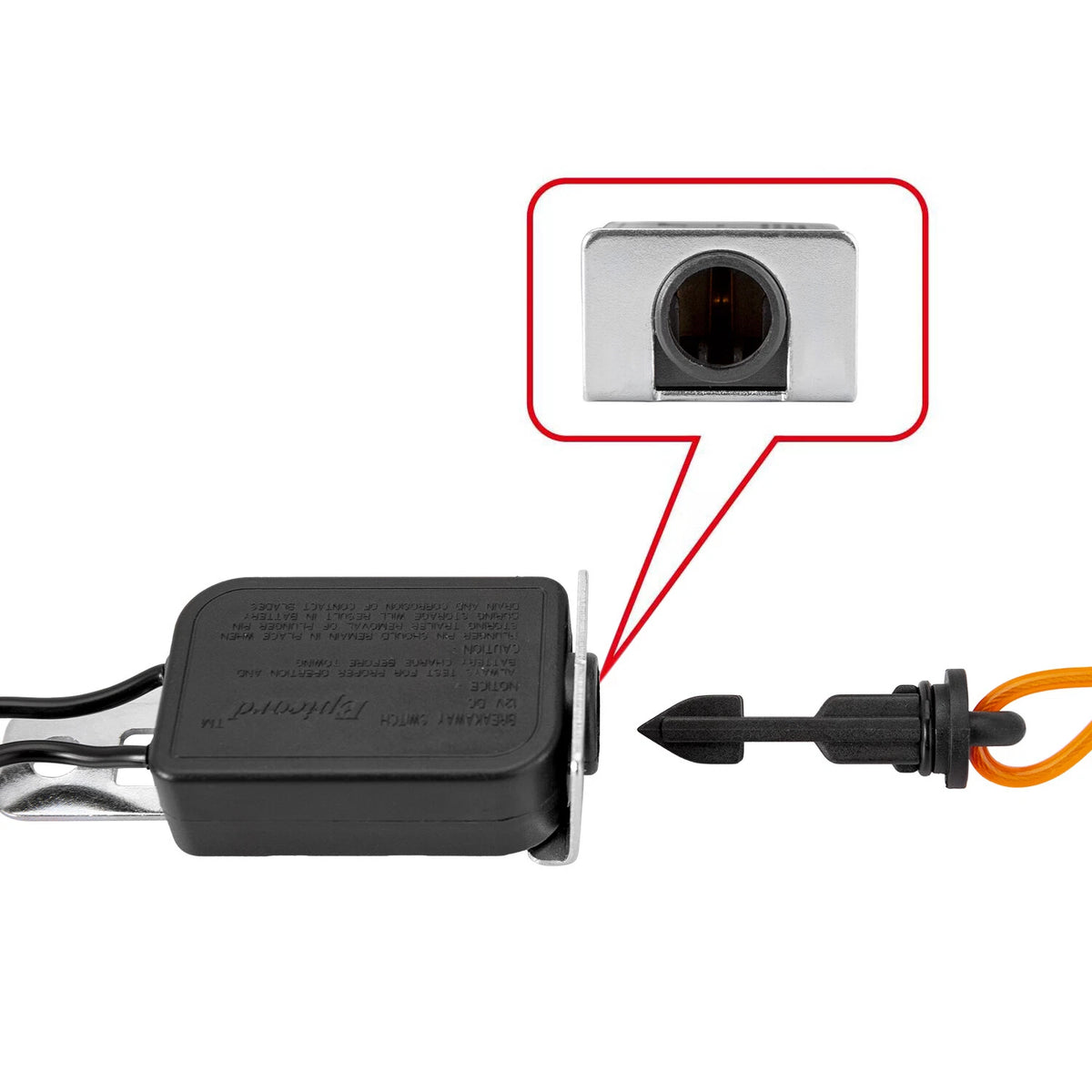 Trailer Breakaway Switch with Orange Coiled Cable & Pull Pin