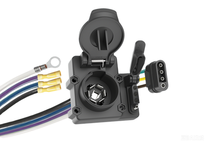 TrekPower 4-Way Flat to 7-Way RV Blade & 4-Way Flat Dual-Output Connector Kit