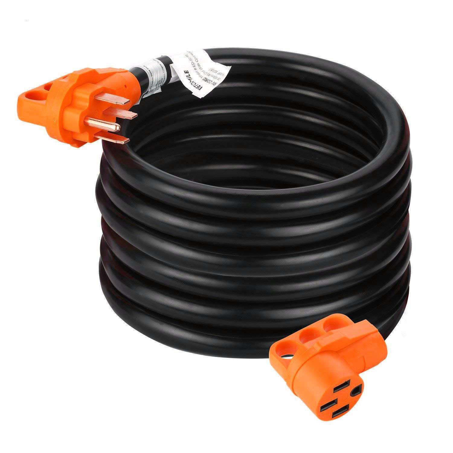 36ft 50 Amp RV Cord. Male Plug 50 Amp NEMA 14-50P to 50 Amp NEMA 14-50P Amp Female Plug.