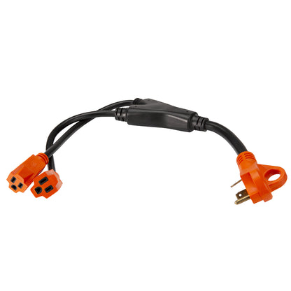 TrekPower 30 Amp RV Y Adapter Cord, NEMA TT-30P to Dual 5-15R Outlets