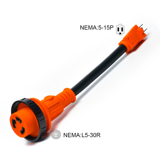 15 Amp Male to 30 Amp Female RV Adapter Twist Lock With Lighter TrekPower (300RV006(EXRV15M30T012))