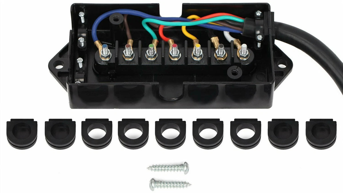 TrekPower 7-Terminal Trailer Wiring Junction Box with Grommets
