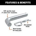 TrekPower 5/8-Inch Trailer Hitch Pin with Clip – 1 Pack